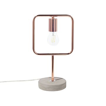 Table Lamp Copper Colour Metal Concrete Frame Industrial Beliani