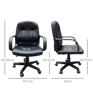 Homcom Swivel Executive Office Chair Pu Leather Computer Desk Chair Office Furniture Gaming Seater - Black