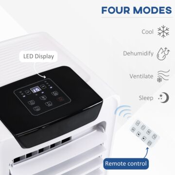 Homcom 10000 Btu Mobile Portable Air Conditioner Cooling Dehumidifying Ventilating Ac Unit W/ Remote Controller, Led Display, Timer, White