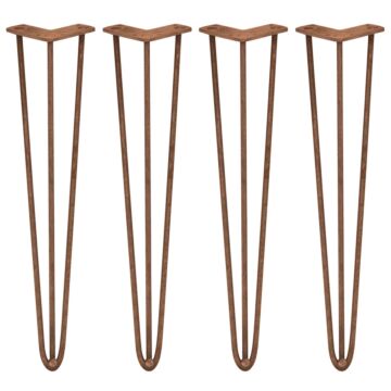 4 X 28" Hairpin Legs - 3 Prong - 12mm - Antique Copper