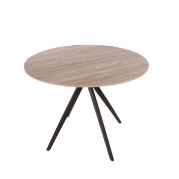 Aspen Round Dining Table, Grey Oak Effect Top With Black Pedestal Leg Frame