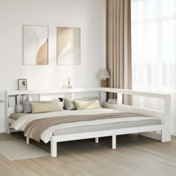 Vidaxl Bookcase Bed Without Mattress White 200x200 Cm Solid Wood Pine