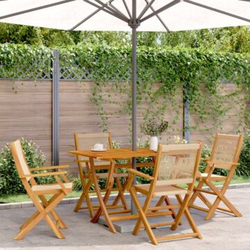 Vidaxl Folding Garden Chairs 4 Pcs Beige Solid Wood Acacia