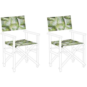 Set Of 2 Garden Chairs Replacement Fabrics Polyester Multicolour Leaves Pattern Sling Backrest And Seat Beliani
