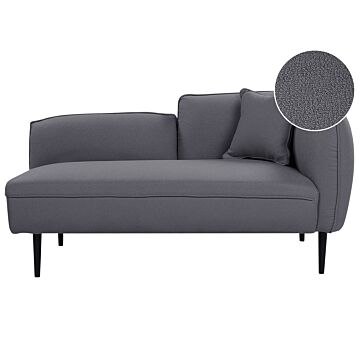 Chaise Lounge Dark Grey Boucle Fabric Metal Legs Right Hand With Cushion Modern Design Beliani