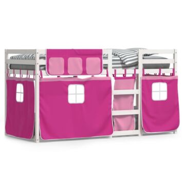 Vidaxl Bunk Bed With Curtains Pink 90x200 Cm Solid Wood Pine