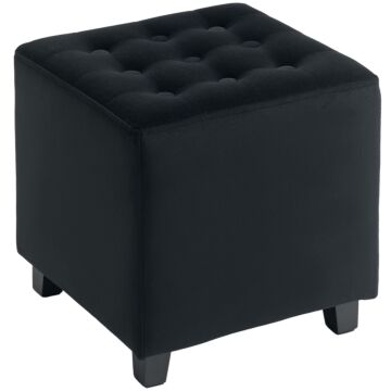 Homcom Velvet-feel Square Ottoman - Grey
