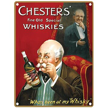 Large Metal Sign 60 X 49.5cm Vintage Retro Chesters' Whiskey