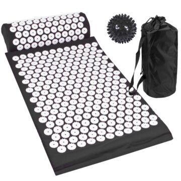 Acupressure Mat, Pillow And Ball Set - Black