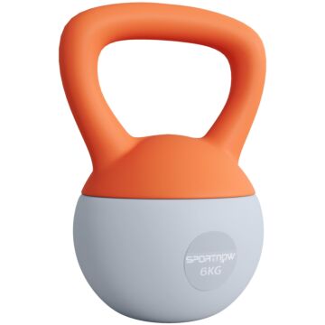 Sportnow Soft Kettlebell, 6kg Kettle Bell With Non-slip Handle For Home Gym Weight Lifting And Strength Training, Orange And Grey