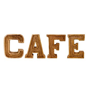 Hand Carved Wooden Embossed Letters Cafe