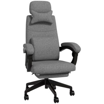 Vinsetto High Back Office Chair Reclining Computer Chair With Footrest Lumbar Support Adjustable Height Swivel Wheels Dark Grey