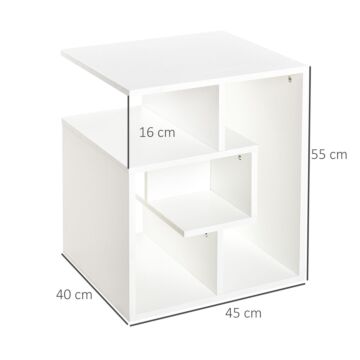 Homcom Side Table, 3 Tier End Table With Open Storage Shelves, White