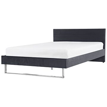 Upholstered Bed Frame Grey Velvet Eu Super King Size 6ft 180 X 200 Cm Grey Headboard Silver Leg Glam Beliani