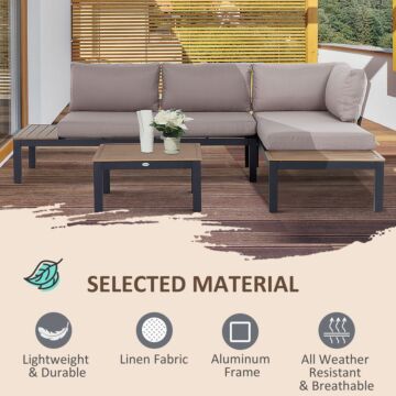 Outsunny 3-piece Aluminium Frame Outdoor Garden Furniture Set Mixed Grey