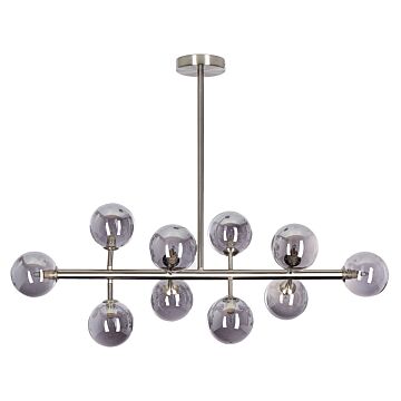 Pendant Lamp Silver Steel And Glass 10 Lights Modern Design Ceiling Light Glam Beliani