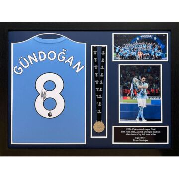 Manchester City Fc Gundogan Signed Shirt & Medal (framed)