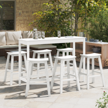 Vidaxl Bar Stools 9 Pcs White Hdpe, Vidaxl Bar Stools 2 Pcs White Hdpe