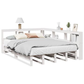 Vidaxl Bookcase Bed Without Mattress White 140x200cm Solid Wood Pine