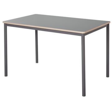 Homcom 120cm Minimalistic Dining Table W/ Steel Frame Foot Pads Simple Rectangle Style Home Dining Working Display Grey