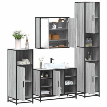 Vidaxl 4 Piece Bathroom Furniture Set Grey Sonoma Engineered Wood