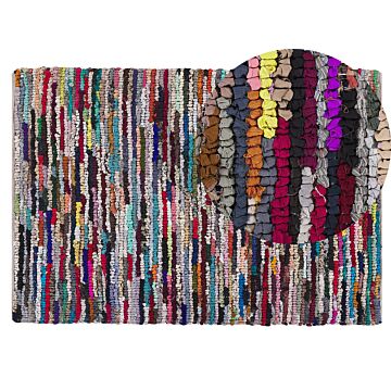 Rag Rug Multicolour With Cotton 140 X 200 Cm Rectangular Hand Woven Oriental Boho Beliani