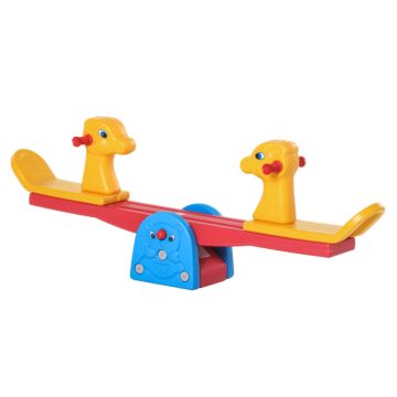Homcom Kids Seesaw Safe Teeter Totter 2 Seats With Easy-grip Handles, 360 Degrees Rotating Safe, Backyard Equipment, For 1-4 Years Old Multicolor