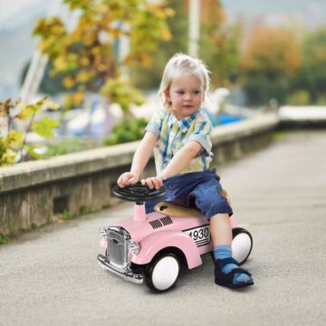 Aiyaplay Foot To Floor Slider For Toddlers With Under Seat Storage Ride On Sliding Car With Horn Aged 12-36 Months Pink