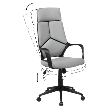 Office Chair Grey And Black Fabric Swivel Desk Computer Adjustable Seat Reclining Backrest Beliani