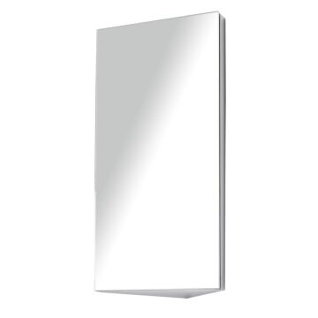 Homcom Bathroom Mirror Storage Cabinet Corner Stainless Steel Wall Mounted Single Door 300mm (w)