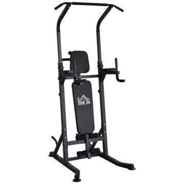 Homcom Multifunction Power Tower W/ Bench Home Workout Dip Station Push-up Bars Fitness Equipment Office Gym Training