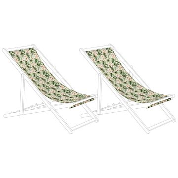 Set Of 2 Sun Lounger Replacement Fabrics Floral Pattern Polyester Sling Hammock Beliani