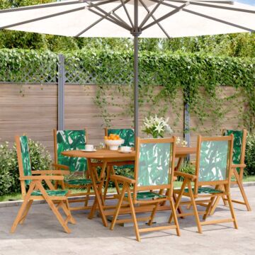 Vidaxl Reclining Garden Chairs 6 Pcs Green Fabric And Solid Wood