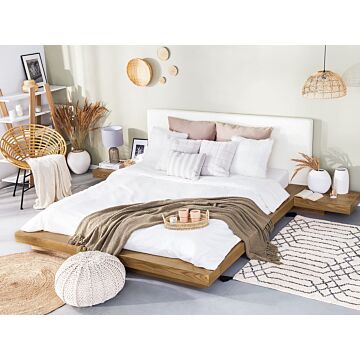 Japan Water Bed Light Wood Eu Super King Size 6ft Wooden Frame Low Profile With Mattress Bedroom Beliani