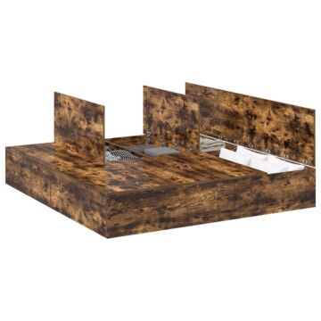 Vidaxl Bed Frame Smoked Oak Engineered Wood Double Storage Bed Frame
