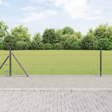 Vidaxl Hexagon Fence Grey 0.5x100 M Steel, Vidaxl Fence Posts With Base Plates 13 Pcs Ø32mm 70cm Galvanised Steel