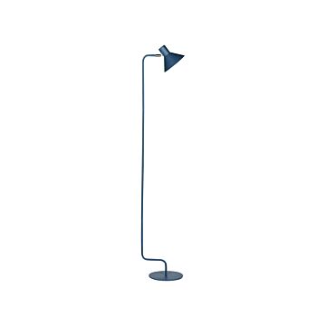 Floor Lamp Blue Metal 154 Cm Adjustable Cone Shade On-off Switch Bedroom Living Room Home Office Lighting Industrial Design Beliani