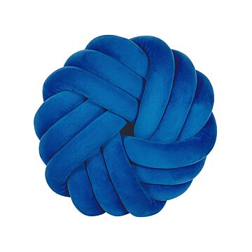 Knot Cushion Blue Velvet 30 X 30 Cm Tied-up Plushy Decorative Modern Beliani