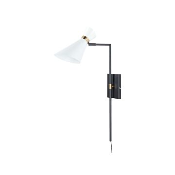 Wall Lamp White Metal Adjustable Shade Gold Accents Modern Industrial Style Living Room Office Bedroom Beliani