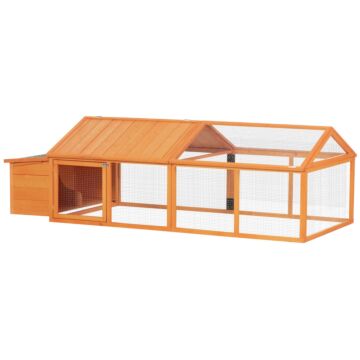 Pawhut Wooden Chicken Coop With Nesting Box, Openable Roof, For 4-8 Chickens, Ducks, Orange