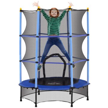 Homcom 4.6ft/75" Kids Trampoline, Indoor Outdoor Toddler Trampoline, With Safety Enclosure, Springless Design - Blue