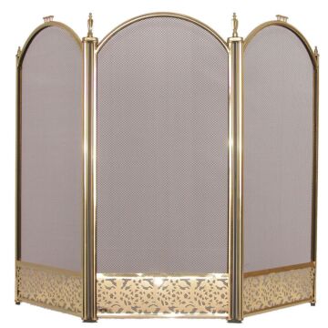 Fire Vida Ingleton 3 Panel Fire Guard, Brass