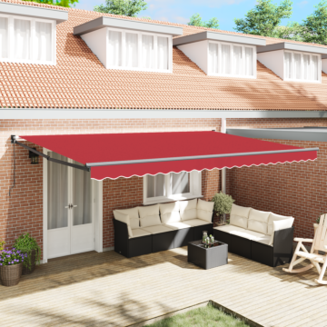 Vidaxl Manual Retractable Awning Red 500x300 Cm