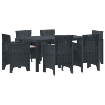 Vidaxl 7 Piece Garden Dining Set With Cushions Anthracite Poly Rattan