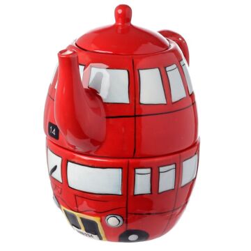 Fun Novelty Routemaster Red Bus Teapot And Cup Set For 1