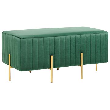 Bench Green Velvet Upholstered Gold Metal Legs 93 X 48 Cm Glamour Living Room Bedroom Hallway Beliani
