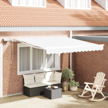 Vidaxl Manual Retractable Awning With Led White 300x250 Cm, Vidaxl Awning Replacement Fabric For 3x2.5 M Frame White