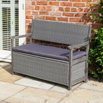 Alderley Rattan Storage Bench - Grey