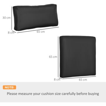 Outsunny Replacement Cushions For Rattan Furniture, 14 Piece Outdoor Seat Cushion Pad For Patio Conversation Set, 7 Seat Cushions And 7 Back Cushions, Black