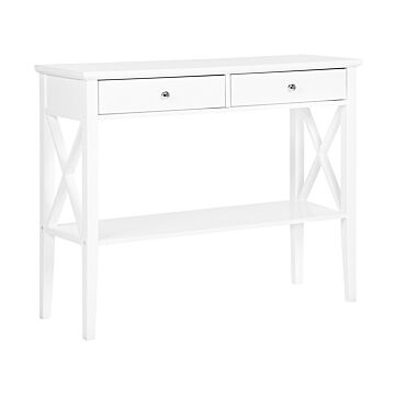 Console Table White 2 Drawers Hallway Furniture 80 Cm Retro Design Beliani